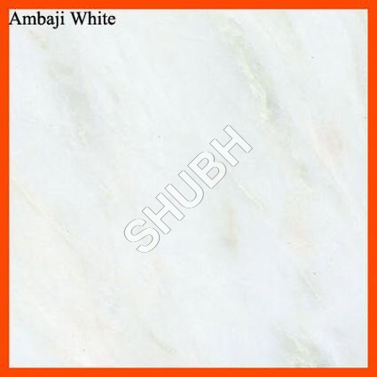 Ambaji White - 20mm Polished Slab | Low Water Absorption, White Base with Light Grey Streaks, Customizable Size, Density 2.7 g/cm³