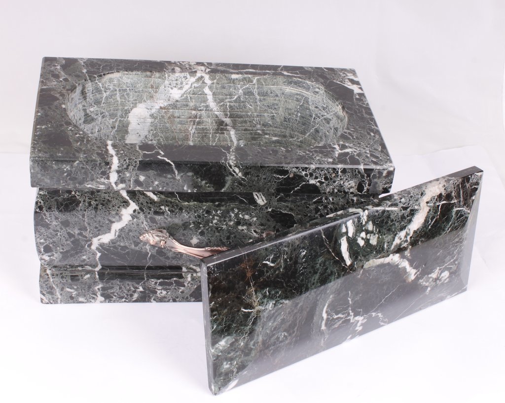 Polishing Black Zebra Marble Casket Aluminum