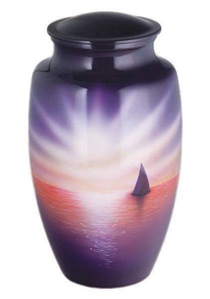 Lavender Rose Hand Painted Cremation Urn - 200 Cubic Inches | Hand Painted Metal, 10.3 X 6.1 Inches, Shiny Red Finish, Threaded Lid