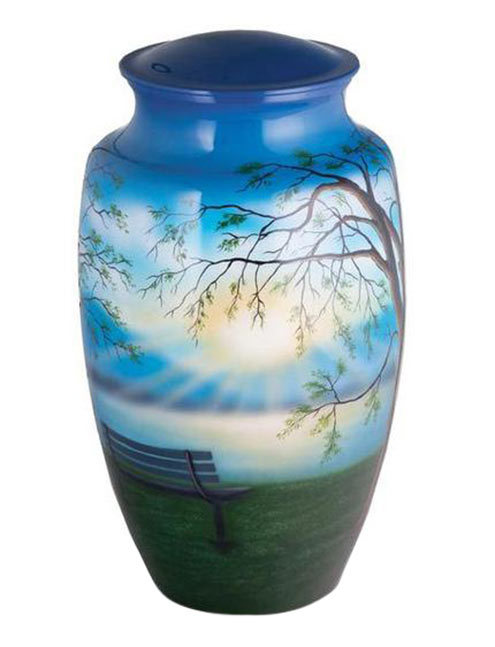 Lavender Rose Hand Painted Cremation Urn - 200 Cubic Inches | Hand Painted Metal, 10.3 X 6.1 Inches, Shiny Red Finish, Threaded Lid