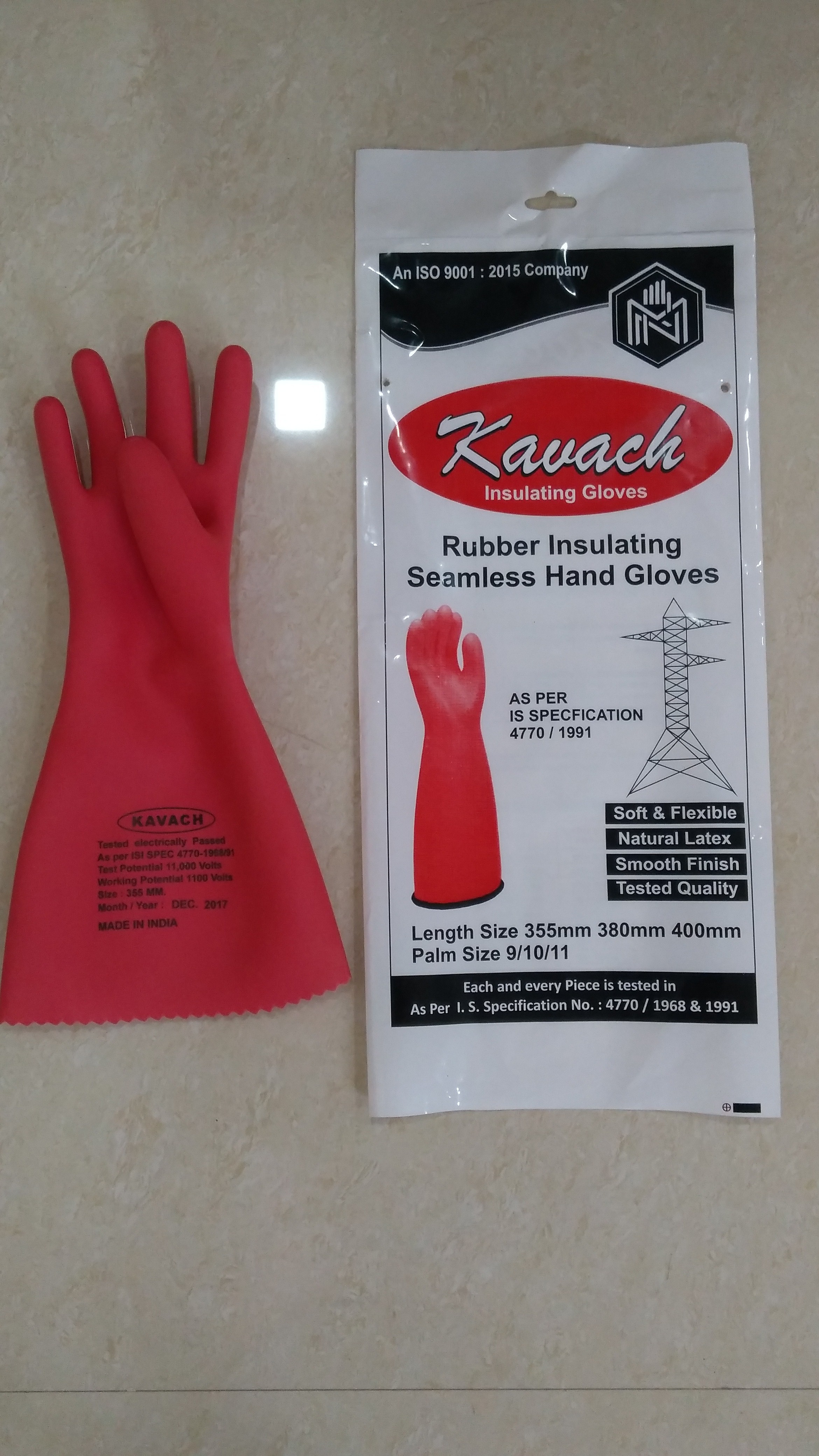 Red Electrical Insulating Rubber Gloves