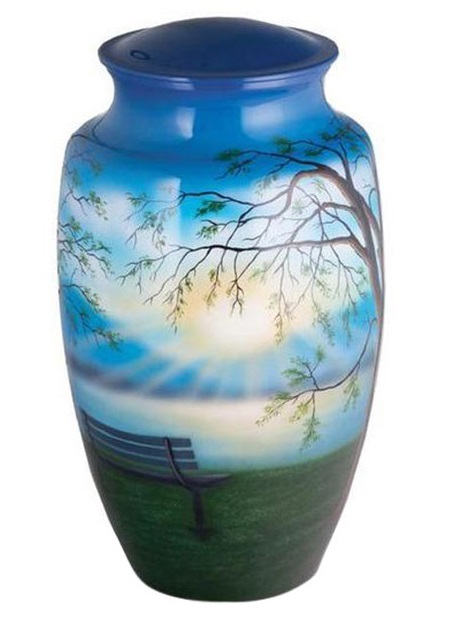 Blue Rainbow Hand Painted Cremation Urn