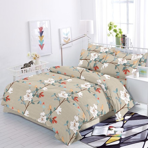 Floral Bedsheet Set - 100% Cotton, 108x108 Inch Double Size | Washable, Printed Design, Includes 2 Pillow Covers