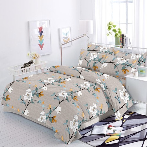 Floral Bedsheet Set - 100% Cotton, 108x108 Inch Double Size | Washable, Printed Design, Includes 2 Pillow Covers