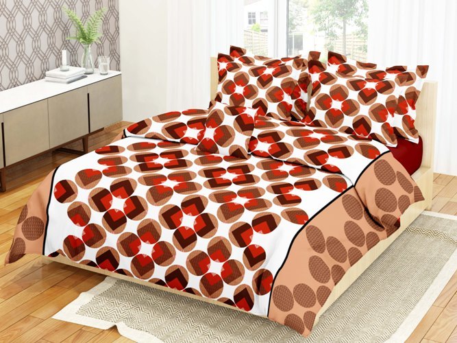 Printed Bedsheet - 100% Pure Cotton, 108x108 Inch Double Size | Includes 1 Bedsheet And 2 Pillow Covers, Washable, 210 Thread Count, Ideal For Home And Hospitality Use