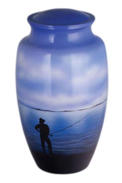 Blue Hunters Solitude Hand Painted Cremation Urn