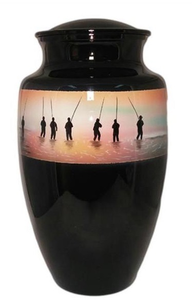 Blue Hunters Solitude Hand Painted Cremation Urn