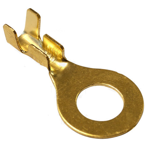 Copper Ring Lug - 6.3mm Ring Diameter, 16-14 Awg Wire Size | Gold Plated, -55a C To +150a C Operating Temperature, 10mm Barrel Length