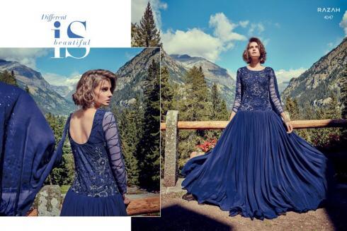 Blue New Designer Long Anarkali Gown