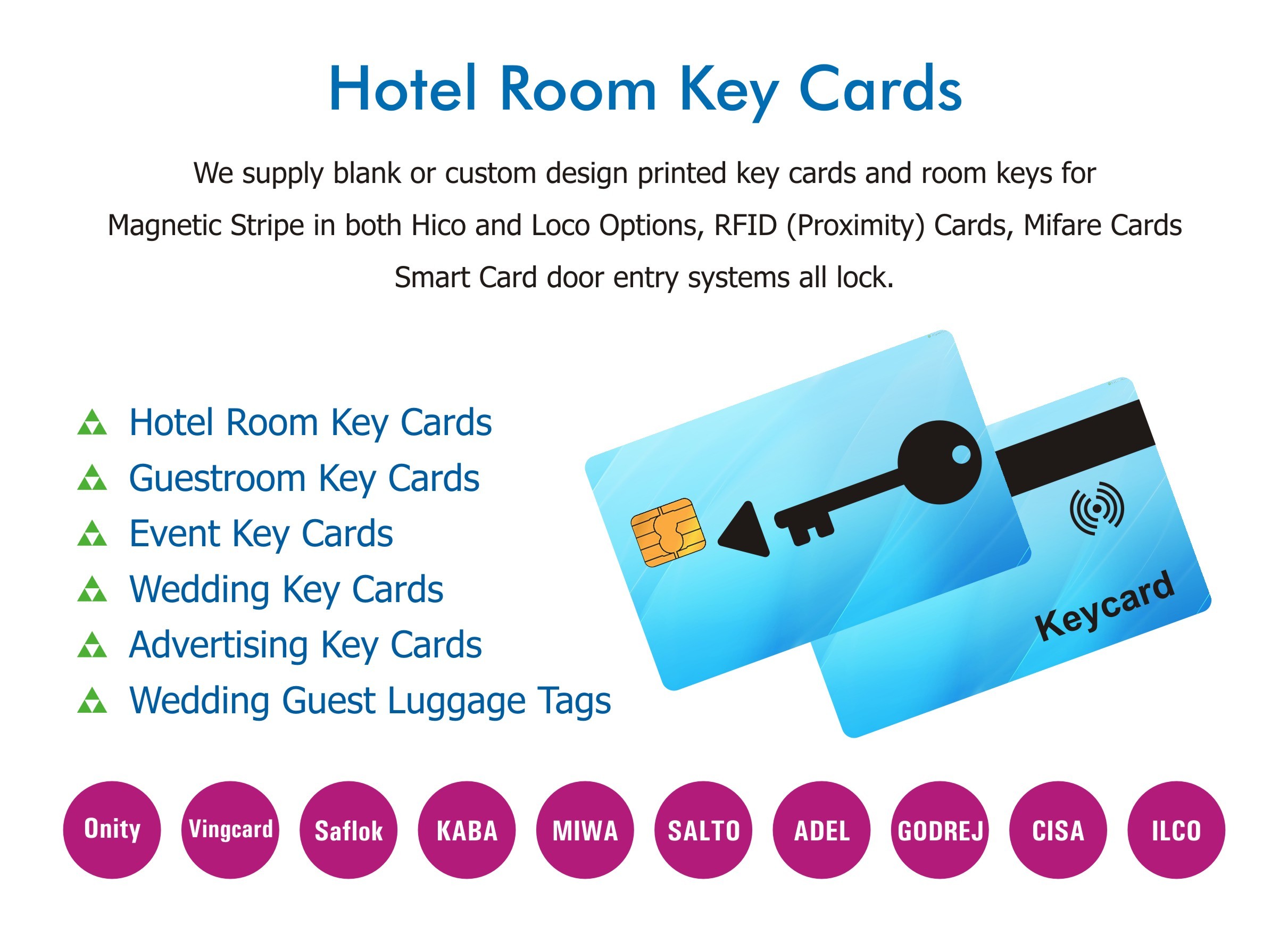 Hotel Key Card - Magnetic Stripe, Rfid Chip, Contact Chip | Customizable Design, Blank Or Printed Options For Hospitality Sector
