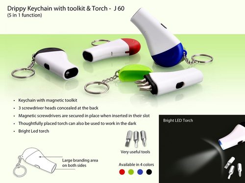 Toolkit Key Ring - Acrylic Material, 7.2x3x1 Cm Dimensions, Available In 4 Colors | Keychain With Magnetic Toolkit, 3 Screwdriver Heads, Led Torch