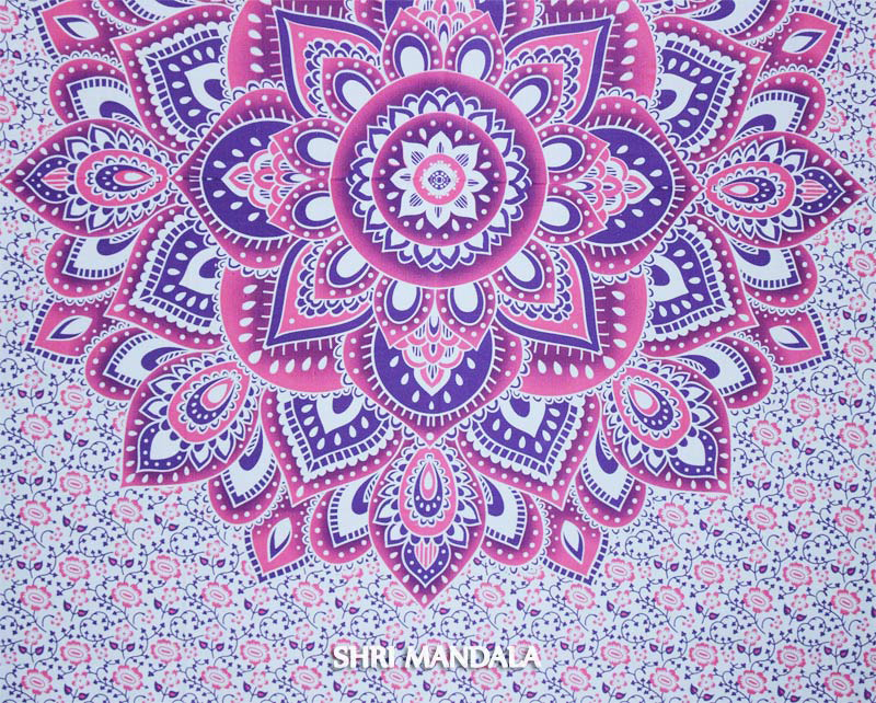 Pink Purple King Size Mandala Duvet Cover Quilt Cover Two Pillow Covers Length: 95 Inch (In)