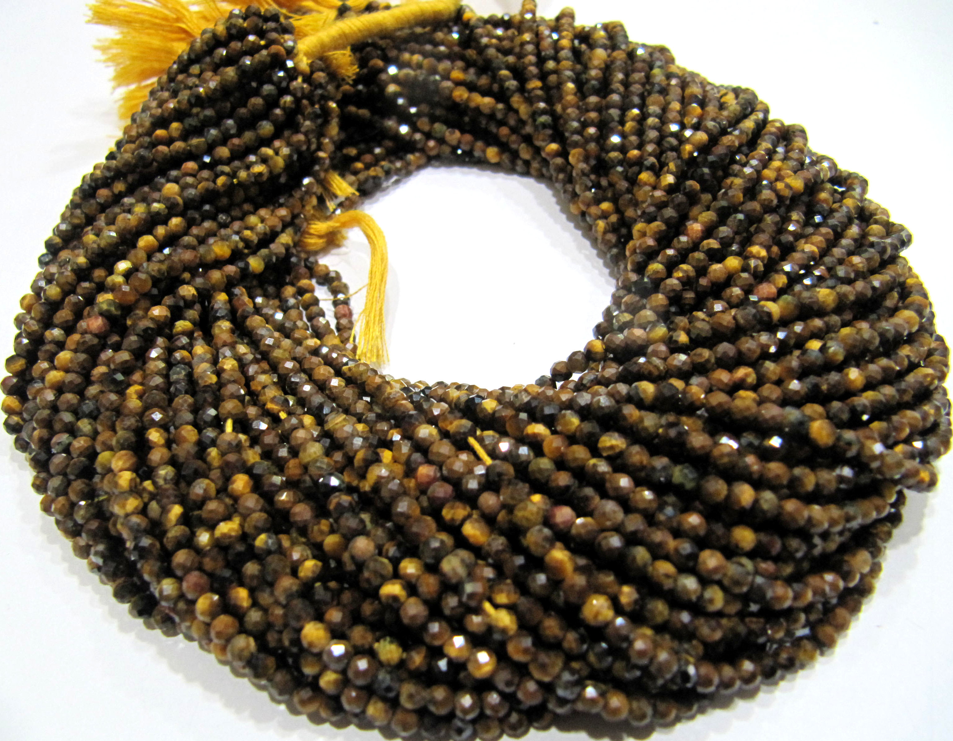 Natural Tiger Eye Rondelle Faceted Beads 3mm Size