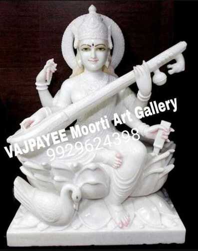 Pure White Marble Saraswati Statue