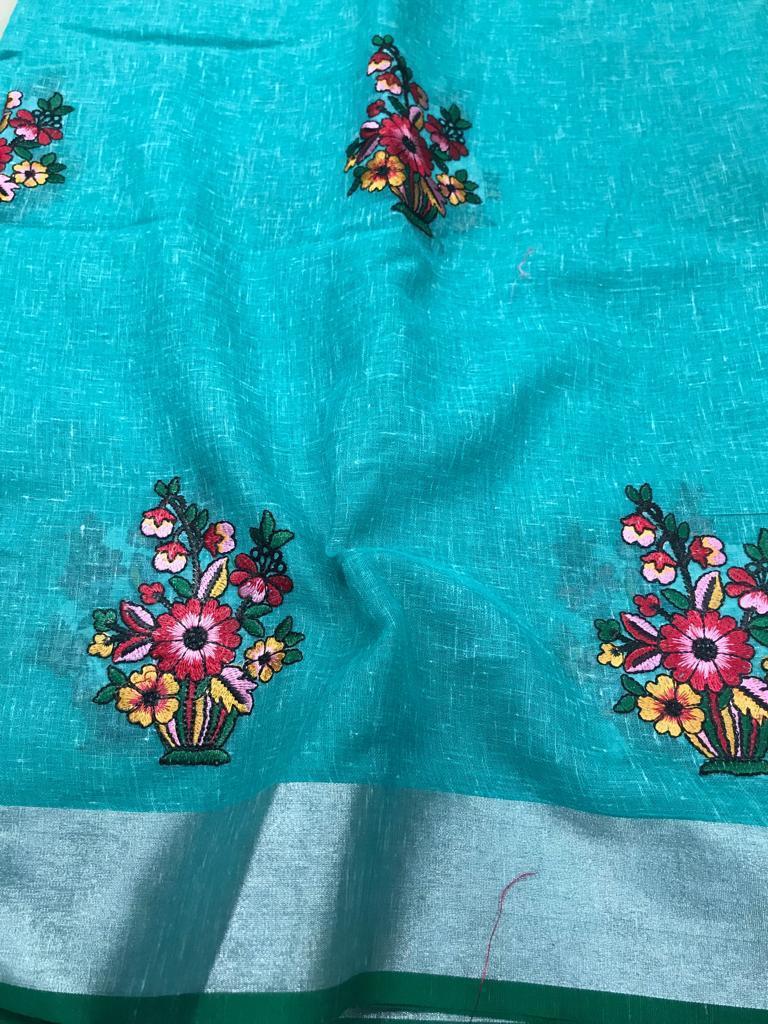 Multi New Latest Linen Silk Sarees