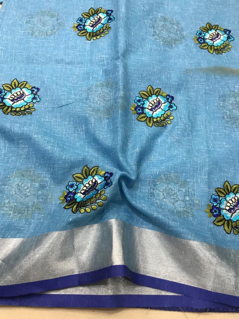 Multi New Latest Linen Silk Sarees
