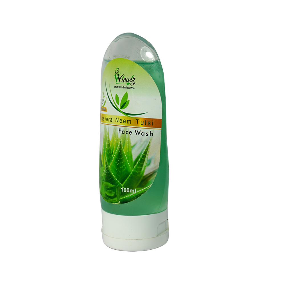 Aloevera Neem Tulsi Liquid Face Wash - Organic Extract, Green Color | Easy To Use, Free From Harmful Chemicals, No Side Effects, Skin Brightening