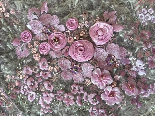 Applique Embroidery - Premium Cotton Fabric, Exquisite Floral Design and Vibrant Colors