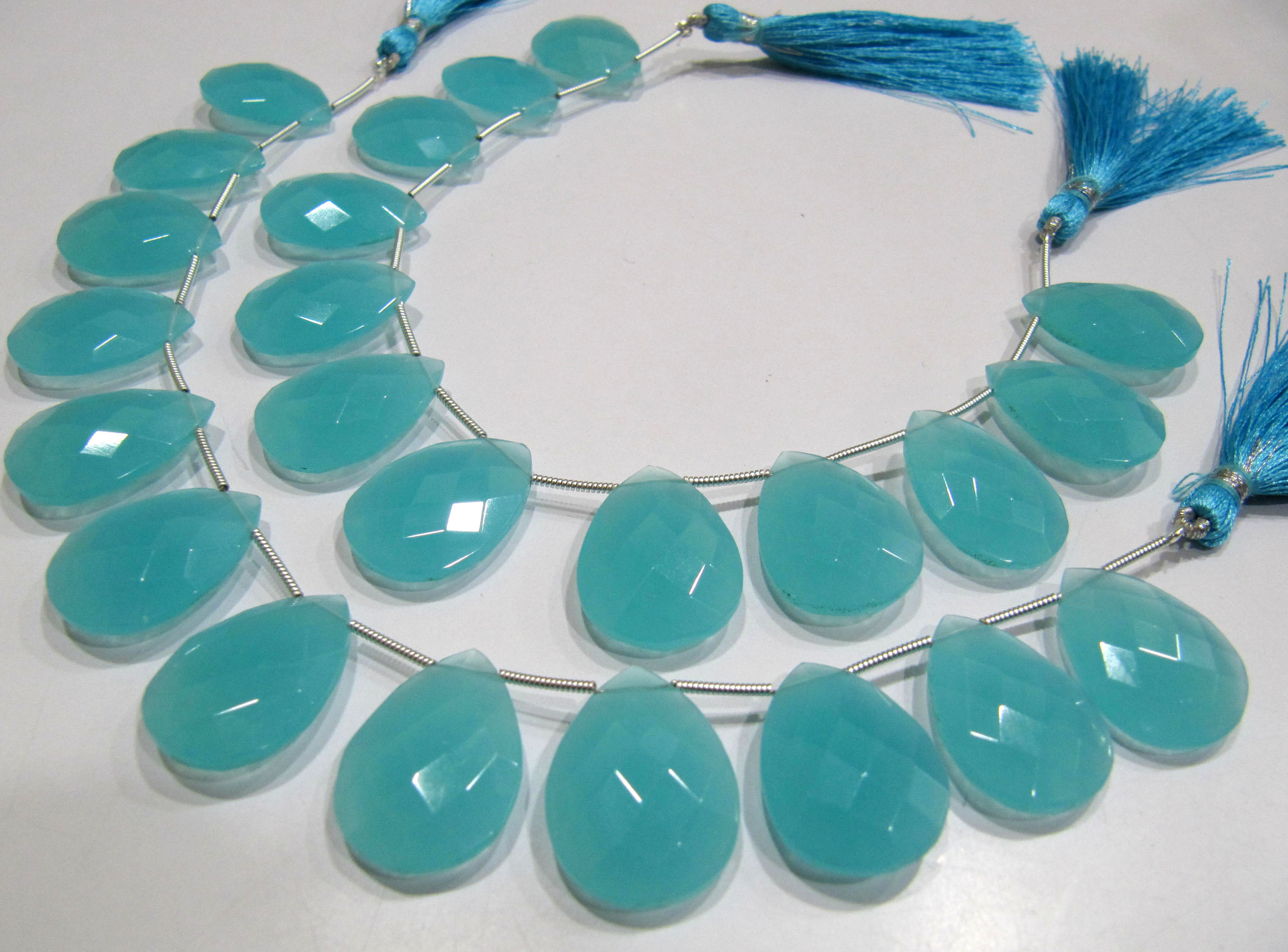 Aqua Chalcedony 16x23 Mm Pear Shape Hydro Quartz