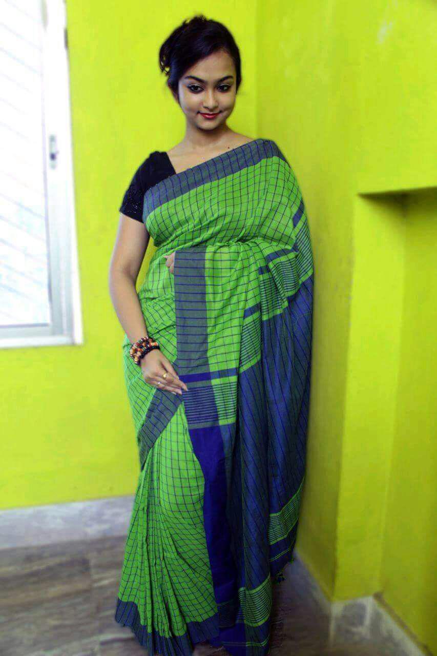 Soft Linen Sarees - Cotton Linen Handloom Block Checked Saree With Beautiful Jhalar In Pallu Blouse, Multi Color For All Seasons