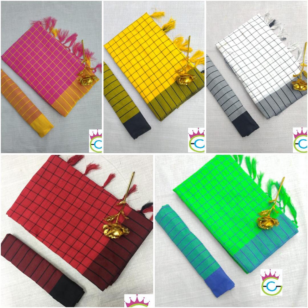 Soft Linen Sarees - Cotton Linen Handloom Block Checked Saree With Beautiful Jhalar In Pallu Blouse, Multi Color For All Seasons