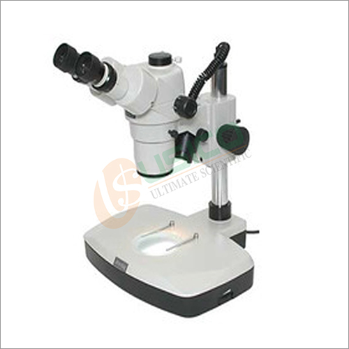 Binocular Stereo Zoom Microscope - Metal, 100mm x 100mm Stage Size, Gray | 7x-45x Magnification, 0.7x-4.5x Objective Lens, WF10x Eyepiece, 100mm Working Distance