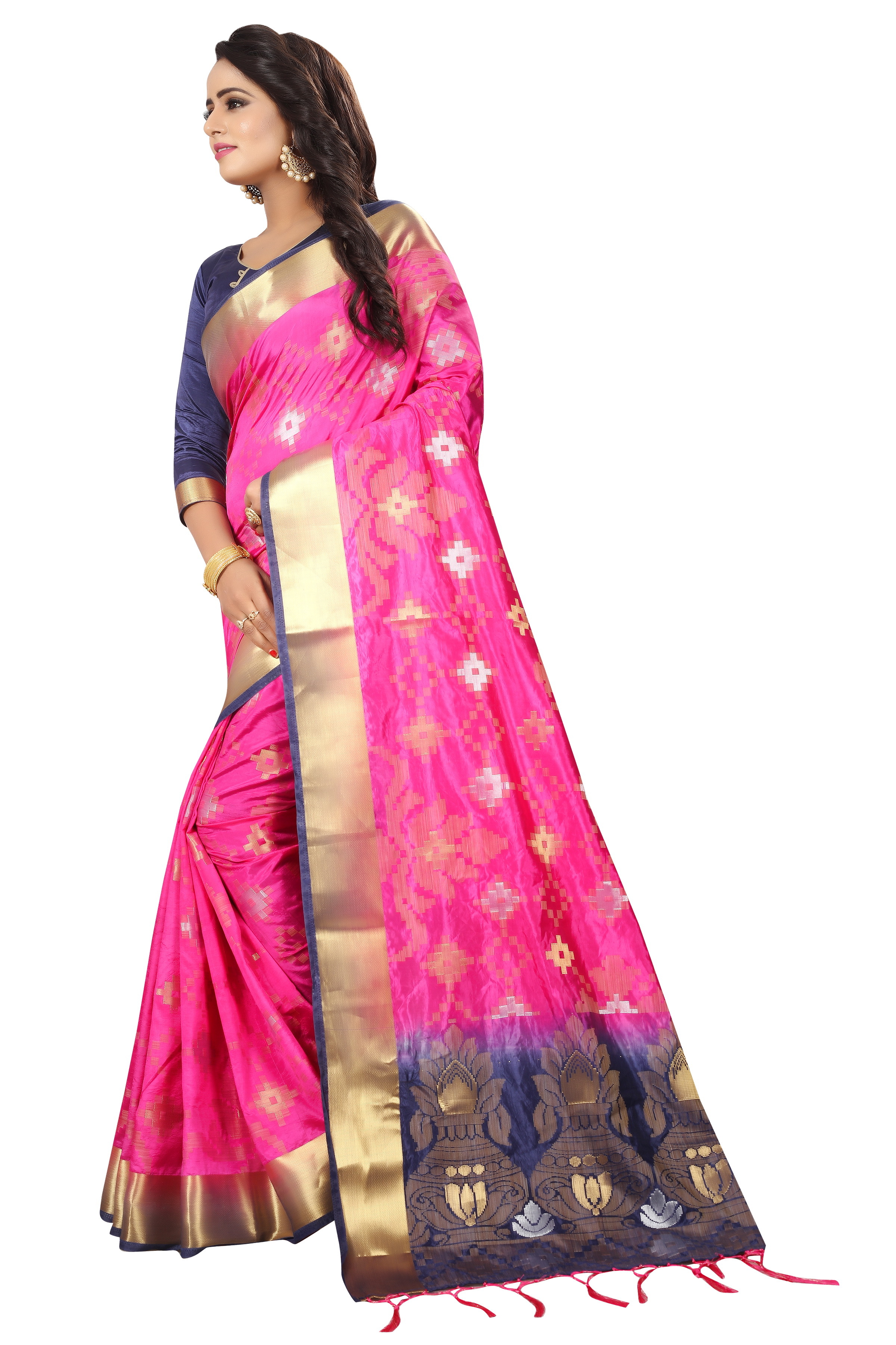 Pink Cotton Silk Saree
