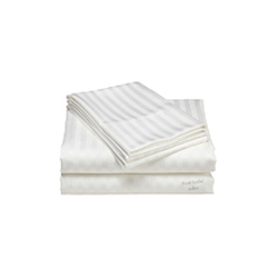 Striped White Single Bed Sheet with Pillow - 100% Cotton, King Size | Breathable, Fade Resistant, Impeccable Finish, Softness