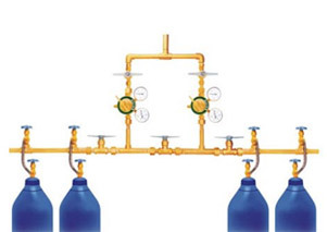 Yellow And Blue Gas Manifold System