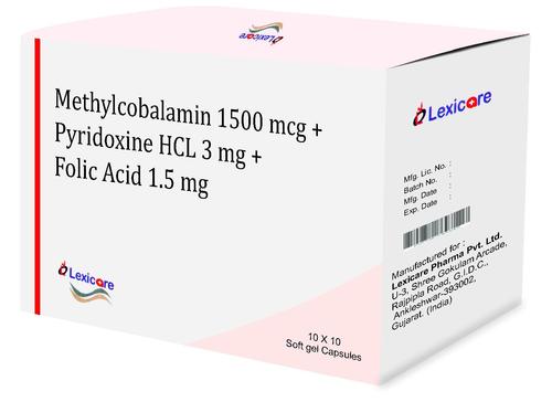 मिथाइलकोबालामाइन 1500mcg, पाइरिडोक्सिन Hcl 20mg और फोलिक एसिड 1.5mg कैप्सूल