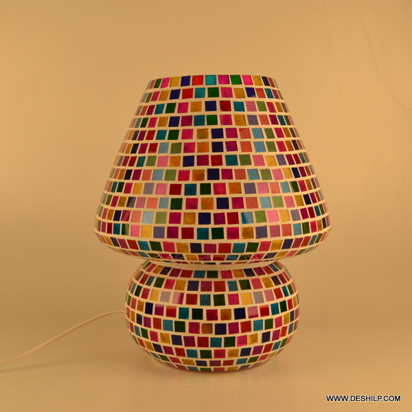 Multicolor Multicolour Mosaic Style Dome Shaped Glass Table Lamp Desk Lamp Study