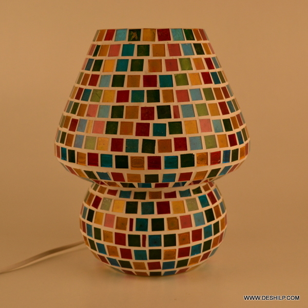Multicolor Multicolour Mosaic Style Dome Shaped Glass Table Lamp
