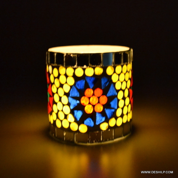 Mosaic Decor Sml Glass Candle Holder