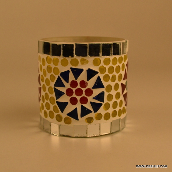 Mosaic Decor Sml Glass Candle Holder