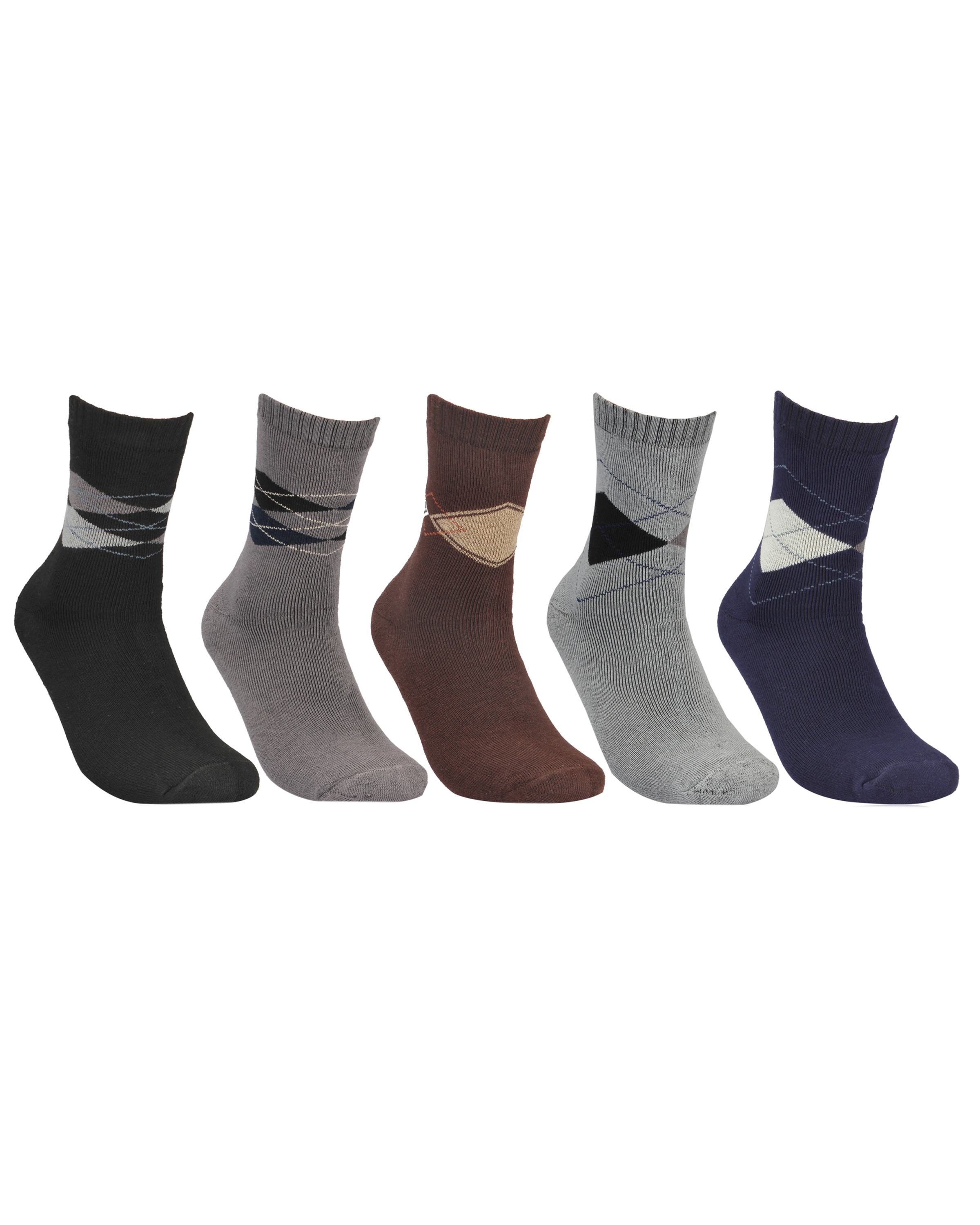 Extra Strechable Argyle Design Velvet Terry Socks