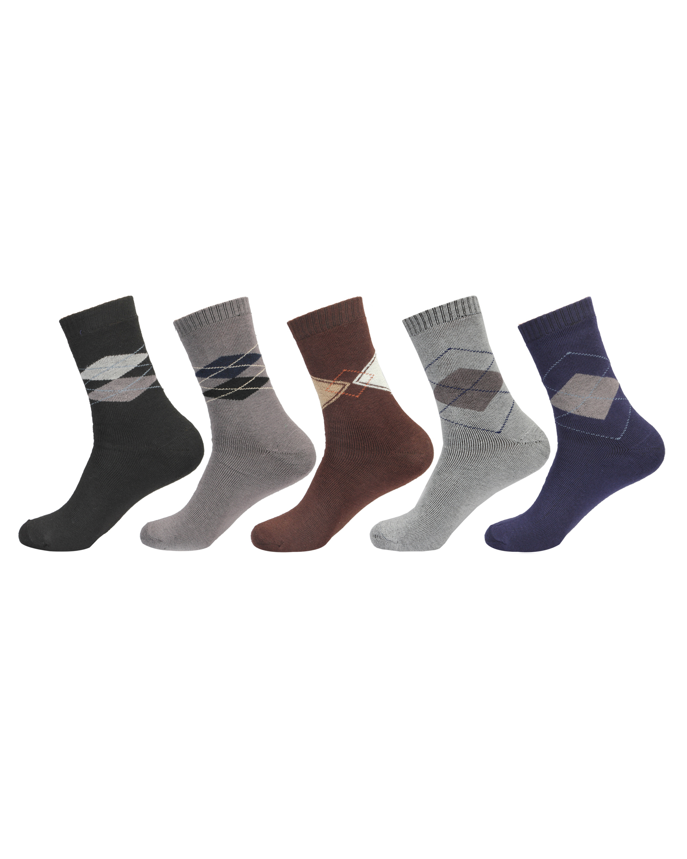 Extra Strechable Argyle Design Velvet Terry Socks