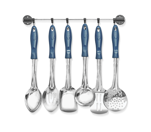 7 PCS HANDY COOK N SERVE SET - Stainless Steel, 7-Piece Set, 1-3mm Thickness | Strong Metal Design for Efficient Cooking and Serving