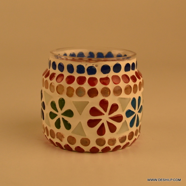 Glass Multi Color Candle Holder Room Decor