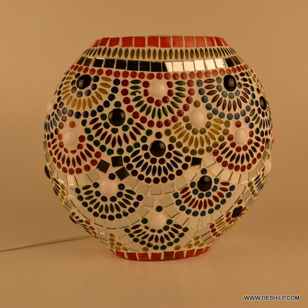 Multicolor Multicolour Mosaic Shaped Glass Table Lamp
