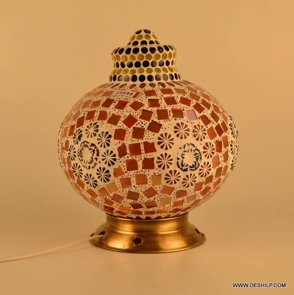 Multicolor Handcrafted Coloured Mosaic Design Decorated Glass Table Lamp