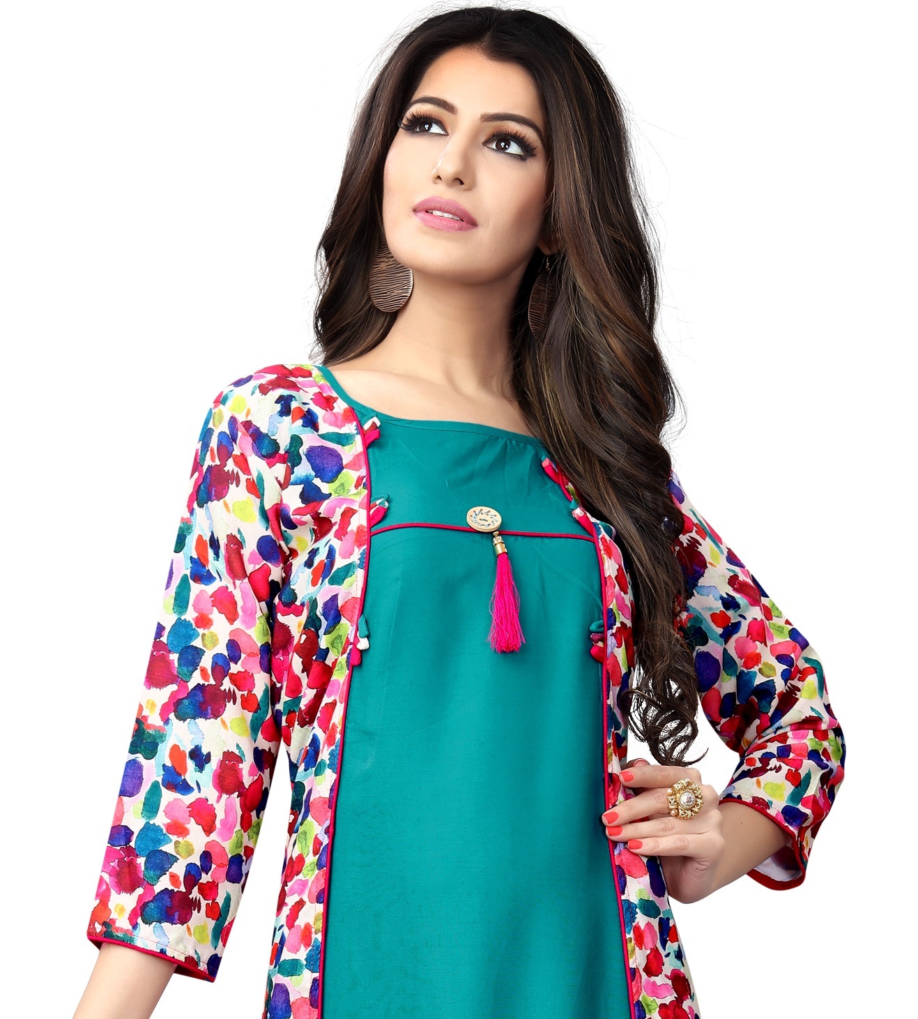 Sky Blue Designer Reyon Kurti