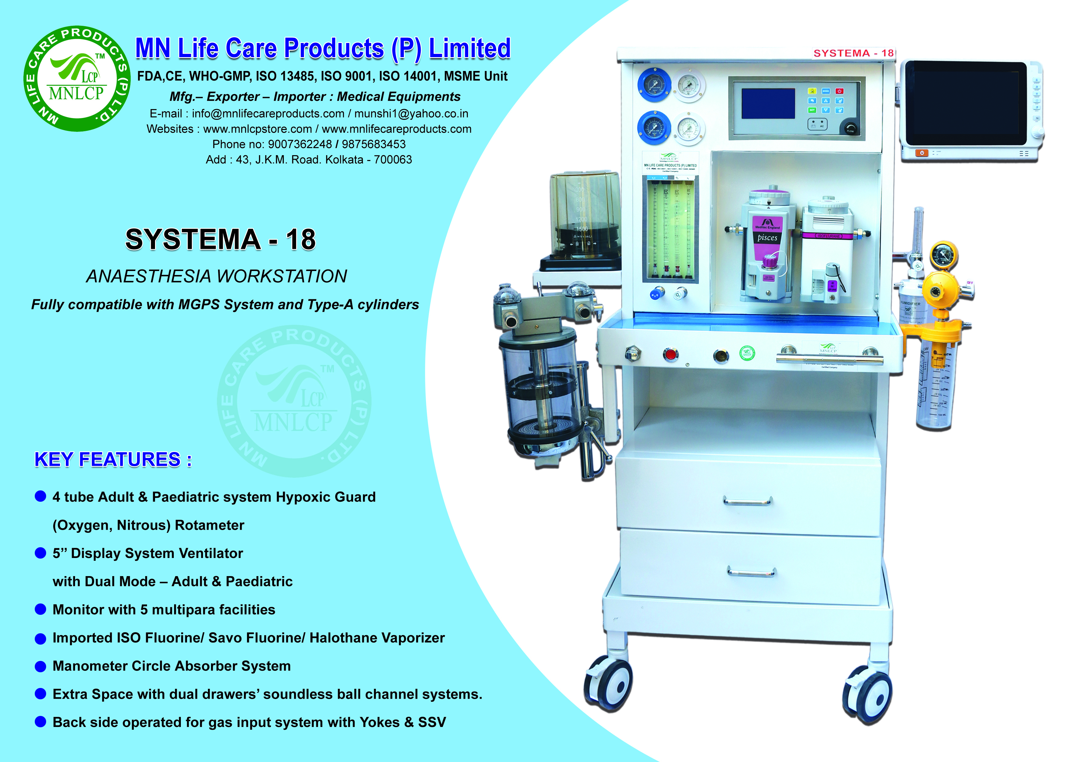 Anaesthesia Workstation - Accuracy: 1% For Flow Meter %