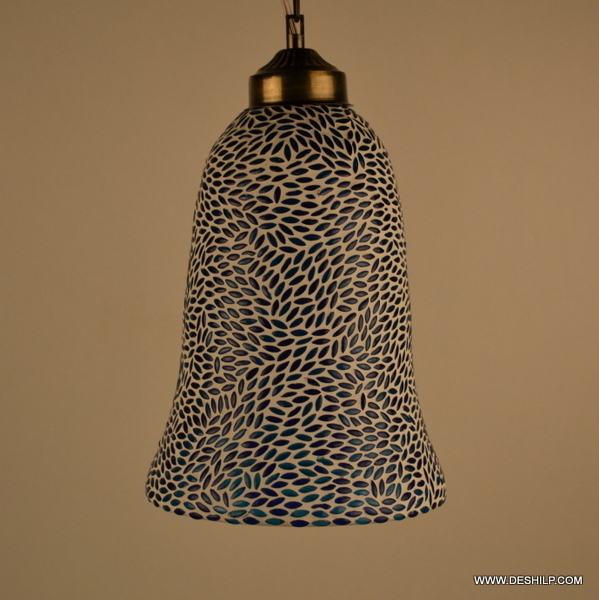 Blue Home Decor Pendant Ceiling Light Stained Glass Lamp Hanging