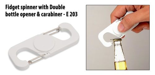 Fidget Spinner - Stainless Steel Material, 8.7x3.3 Cm Size, White Color - Dual Bottle Opener, Portable Carabiner For Waiters And Bartenders