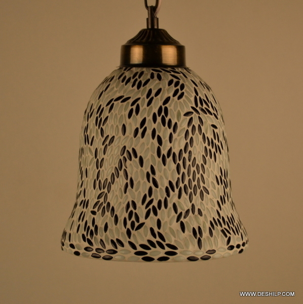 Black & White Mosaic Unique Handcrafted Hanging Lamp Chandelier Hanging Design: Modern Art