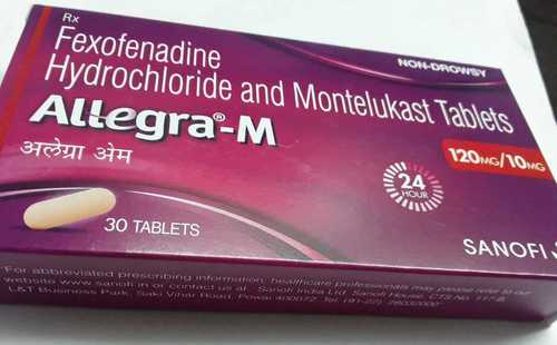 ALLEGRA-M - 120 mg Fexofenadine Hydrochloride & Montelukast Tablets | Adult Antibiotic Medicine, Store in Cool and Dry Place
