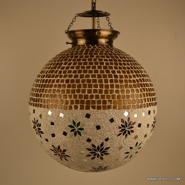 Multicolor Antique Round Shape Hanging Light Mosaic Hanging Lamps Hanging