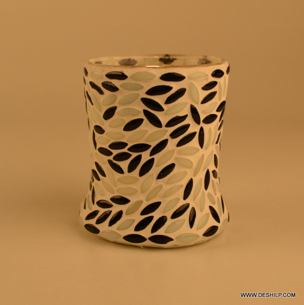 Crystal Design Black & Mosaic Candle Holder