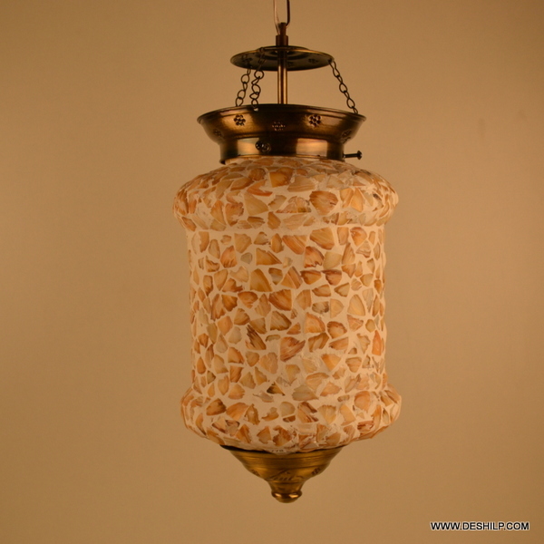 Yellow Antique Shape Glass Seap Hanging