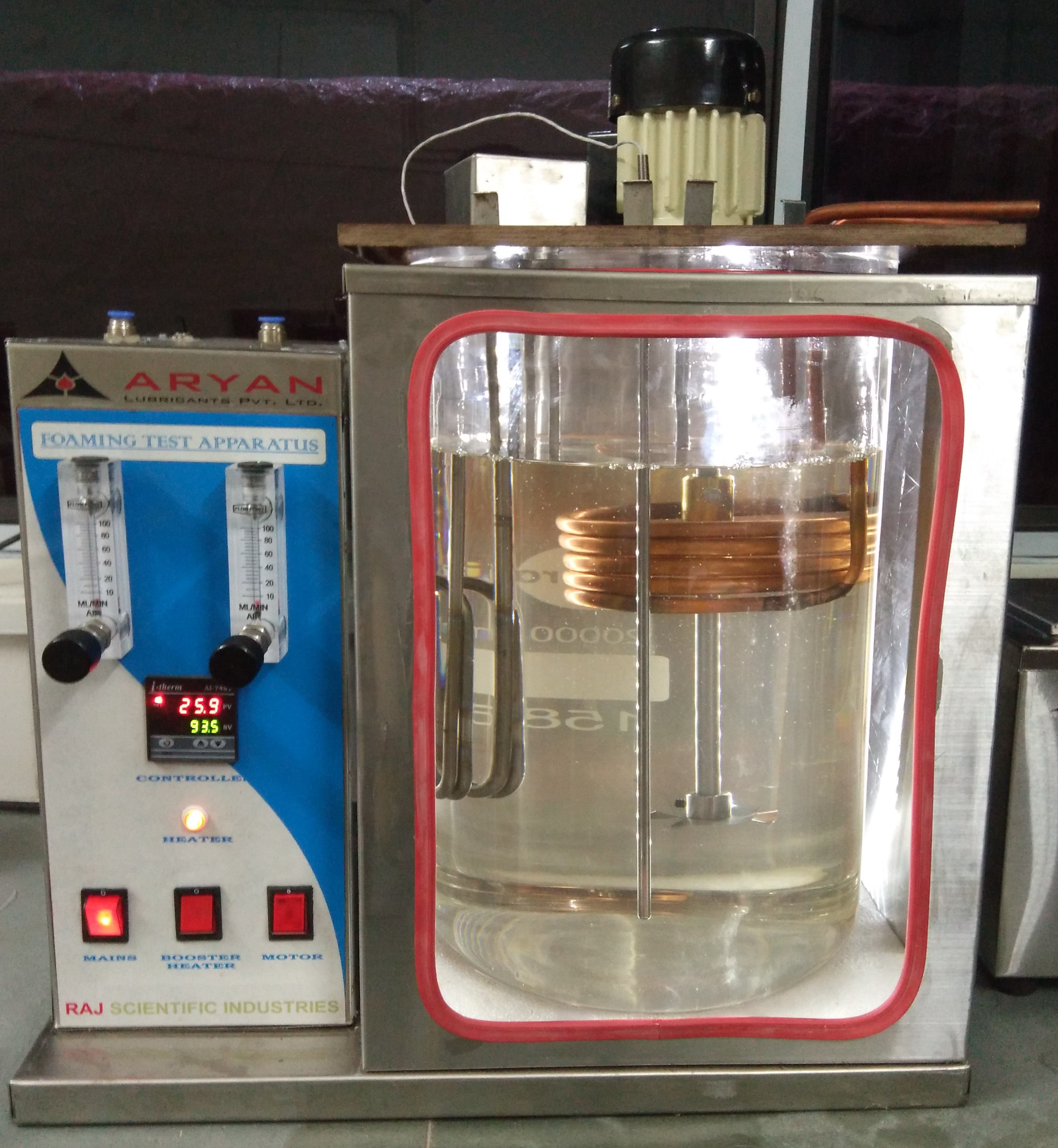 Silver And Blue Foaming Test Apparatus